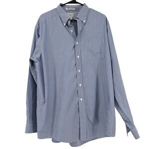 L.L.‎ Bean men's blue stripe wrinkle resistant dress shirt  XL 100% cotton